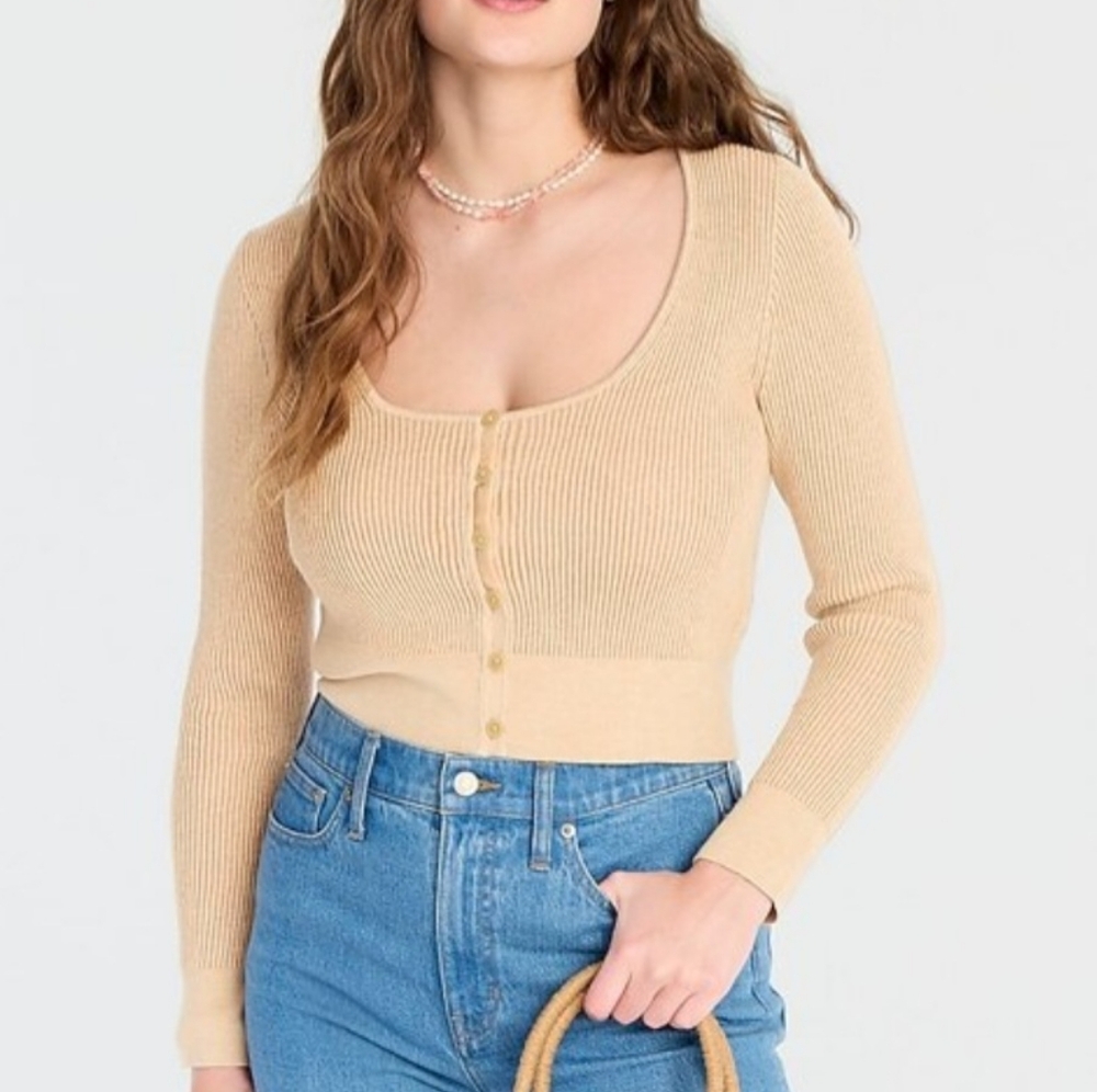 J. Crew Ribbed Cropped Scoopneck Cardigan